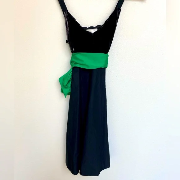 Moulinette Soeurs | Dresses | Anthropologie Moulinette Soeurs Black Dress W  Green Silk Sash Size 4p | Poshmark